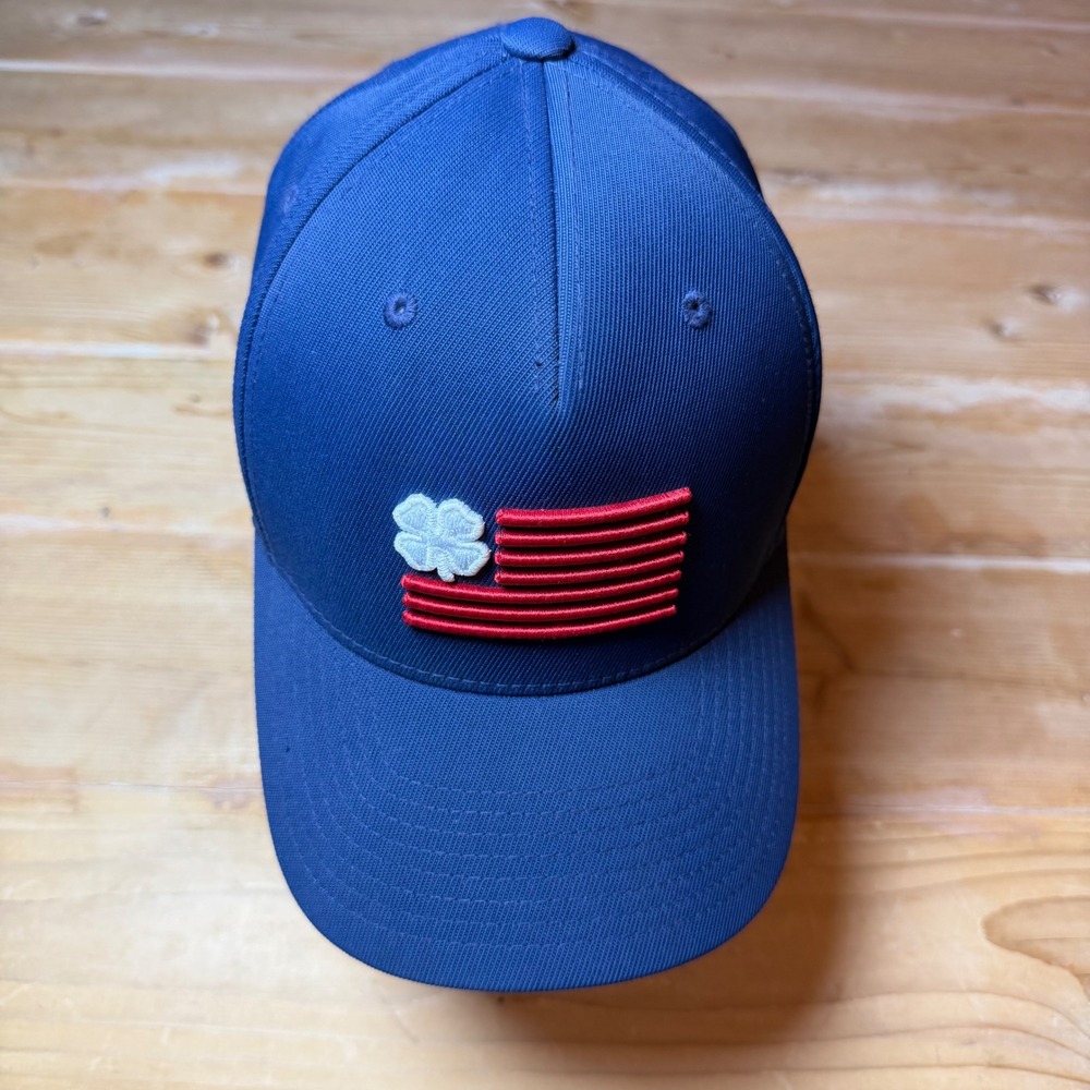 Black Clover Live Lucky Hat Mens Navy Blue Patriotic Clover Snapback Golf Cap
